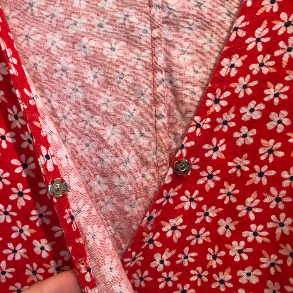 Old Navy Red Floral Wrap Dress - Picture 4 of 7